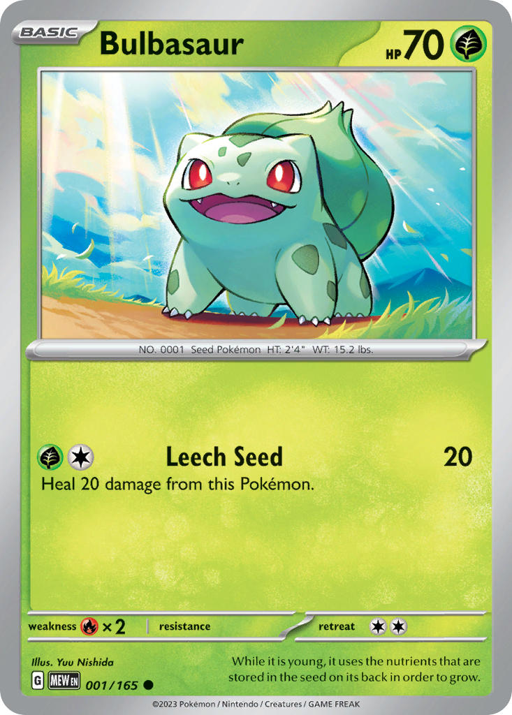 Bulbasaur 001/165 Common 151 Pokémon card