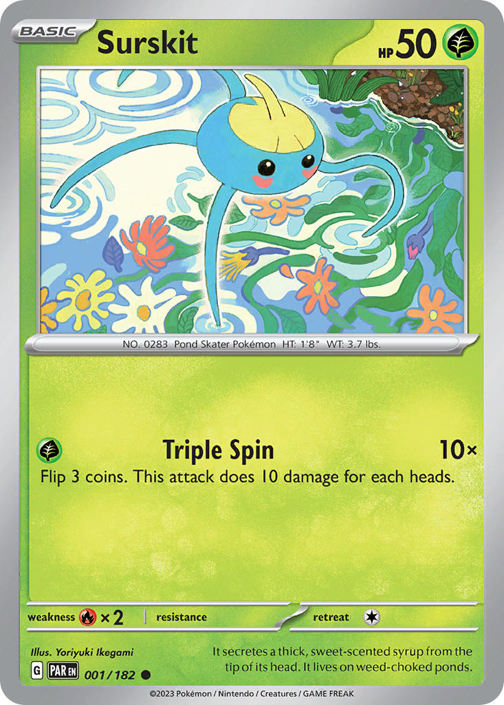 Surskit 001/182 Common Paradox Rift Pokémon card