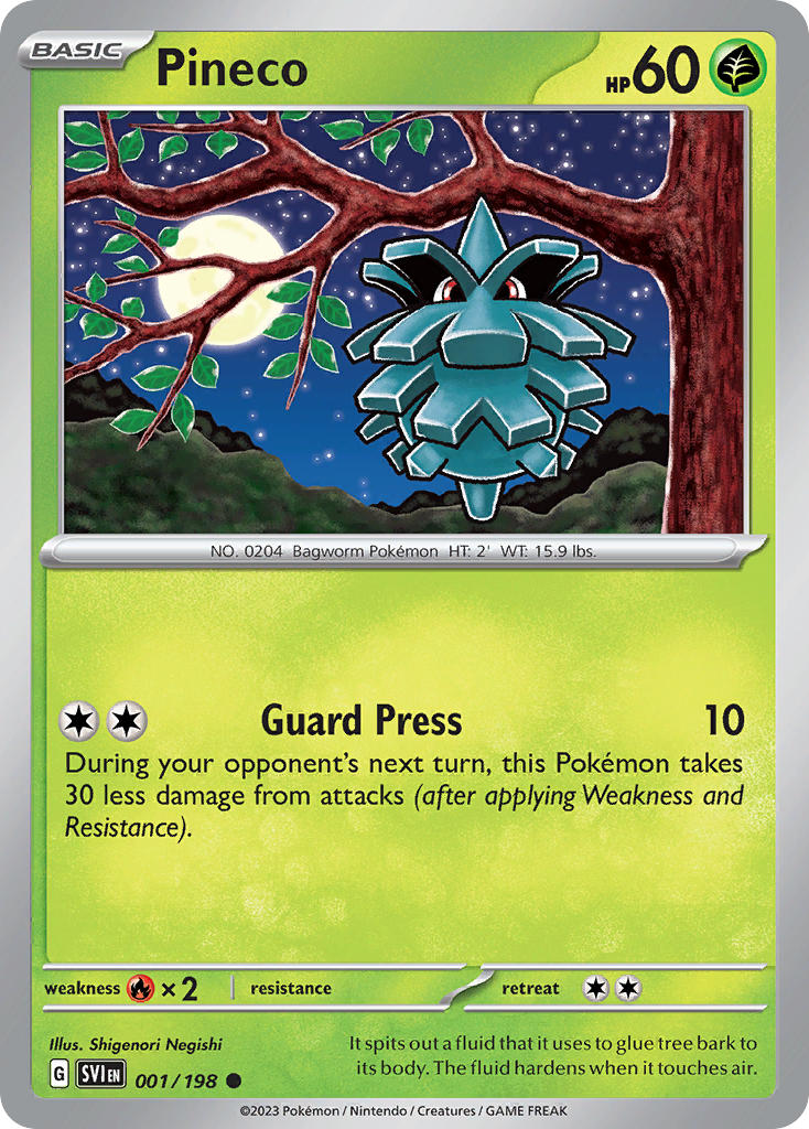 Pineco 001/198 Common Scarlet & Violet Pokémon card