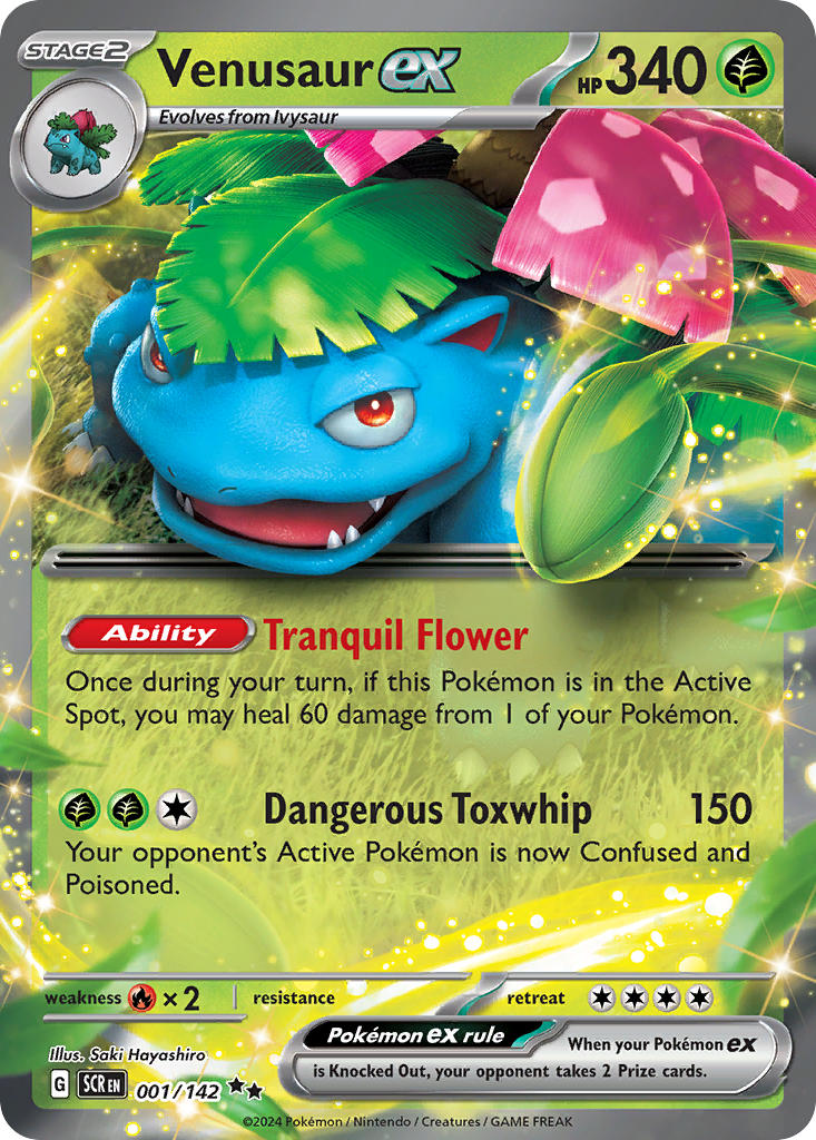 Venusaur EX 001/142 Double Rare Stellar Crown Pokémon card