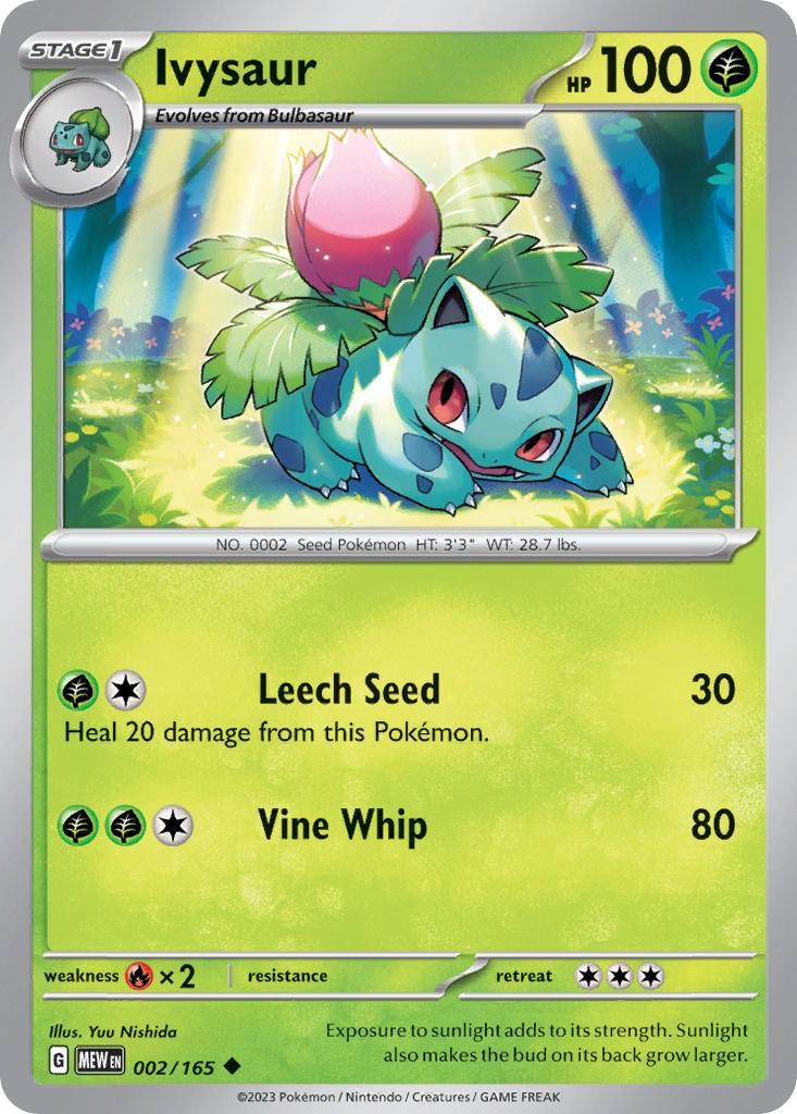 Ivysaur 002/165 Uncommon 151 Pokémon card