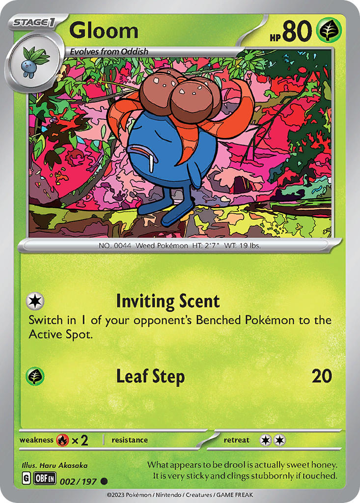 Gloom 002/197 Common Obsidian Flames Pokémon card