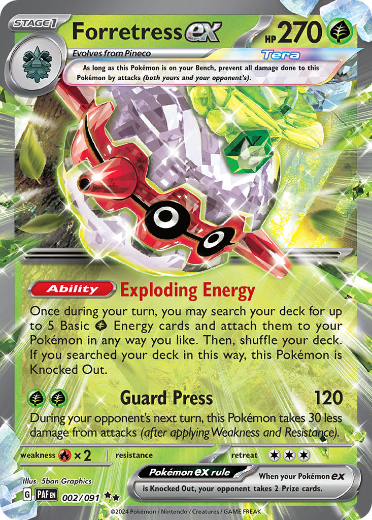 Forretress EX 002/091 Double Rare Paldean Fates Pokémon card