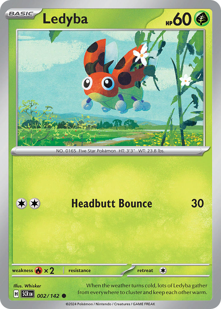 Ledyba 002/142 Common Stellar Crown Pokémon card