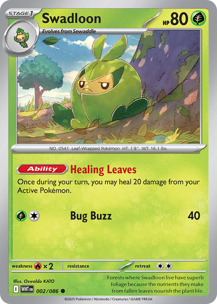 Swadloon 002/086 Common White Flare Pokémon card