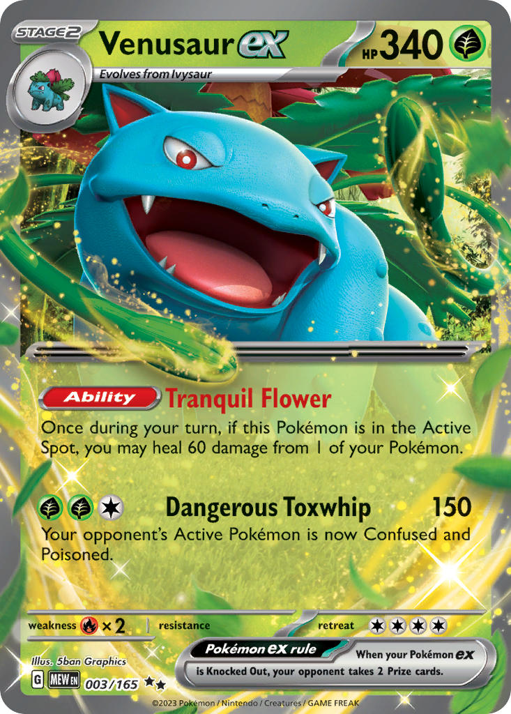 Venusaur EX 003/165 Double Rare 151 Pokémon card