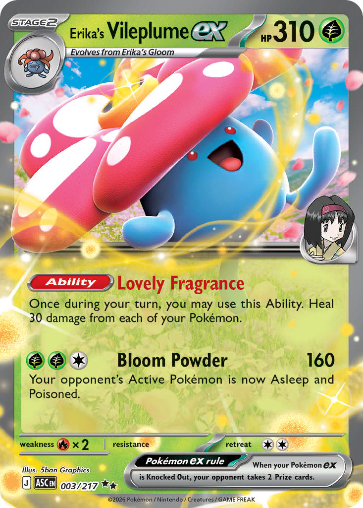 Erika's Vileplume EX 003/217 Double Rare Ascended Heroes Pokémon card