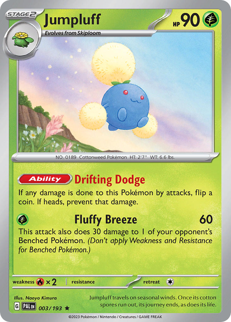 Jumpluff 003/193 Rare Paldea Evolved Pokémon card