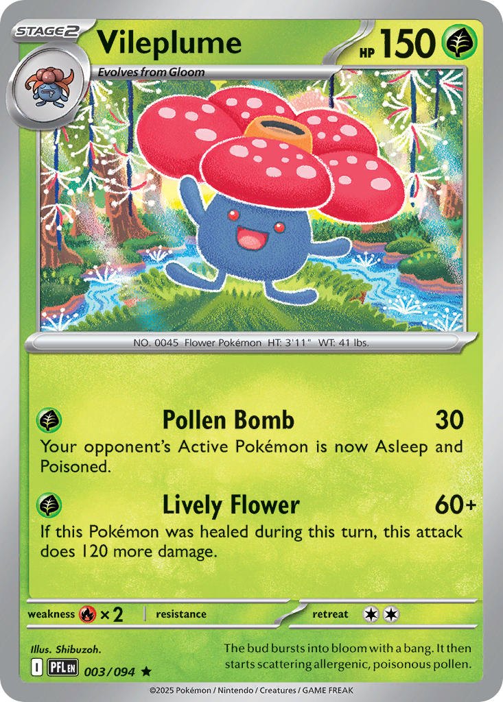 Vileplume 003/094 Rare Phantasmal Flames Pokémon card