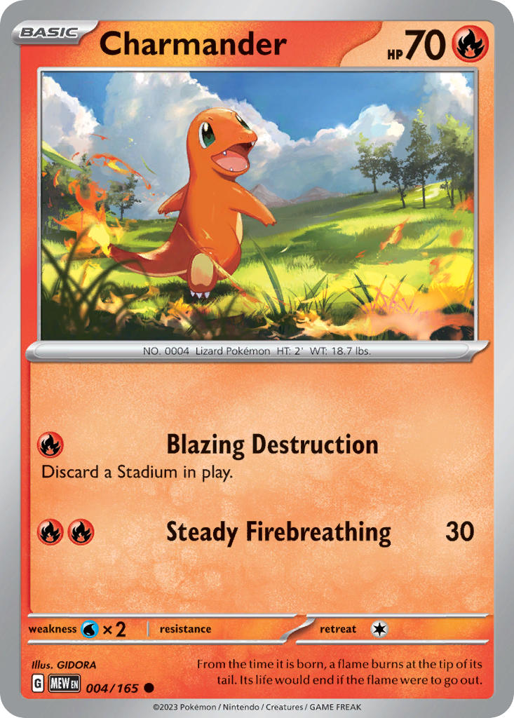 Charmander 004/165 Common 151 Pokémon card