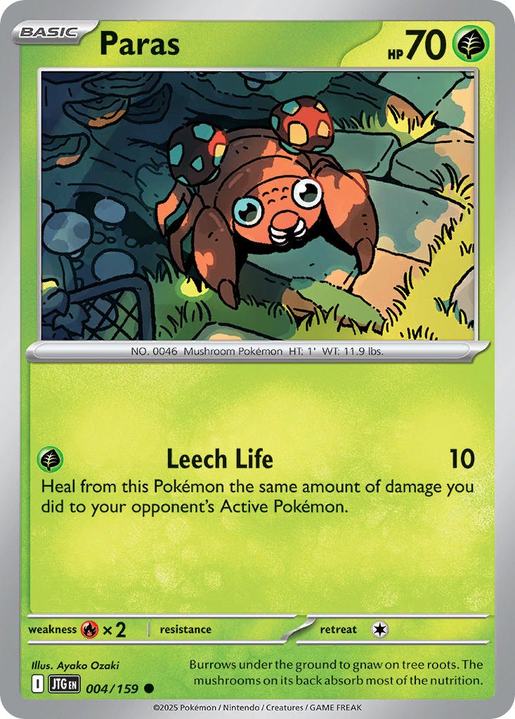 Paras 004/159 Common Journey Together Pokémon card