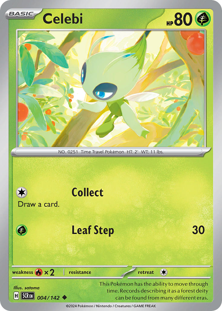 Celebi 004/142 Uncommon Stellar Crown Pokémon card