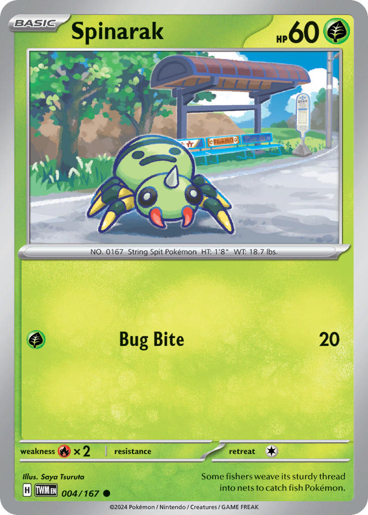 Spinarak 004/167 Common Twilight Masquerade Pokémon card