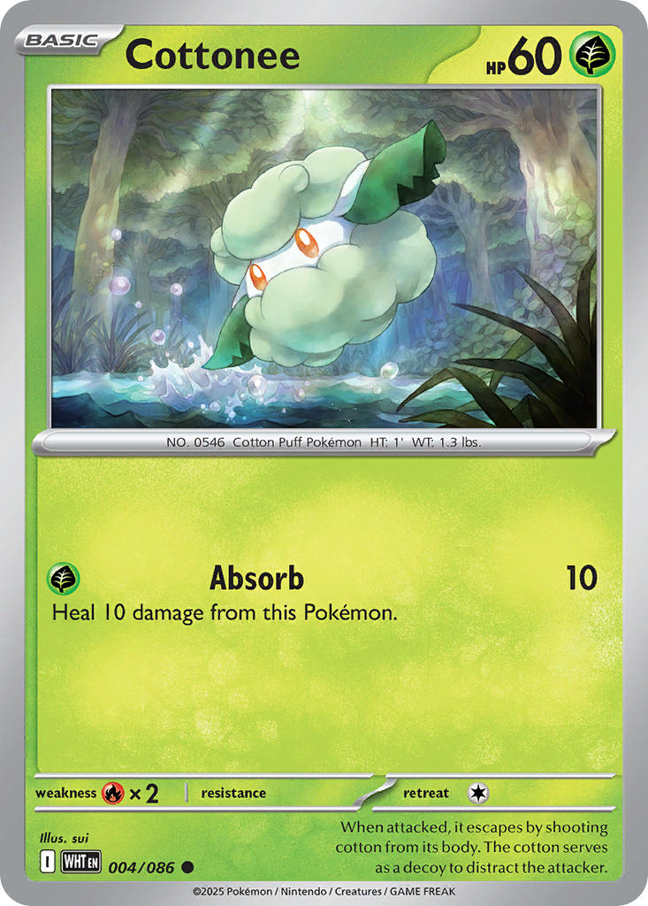 Cottonee 004/086 Common White Flare Pokémon card