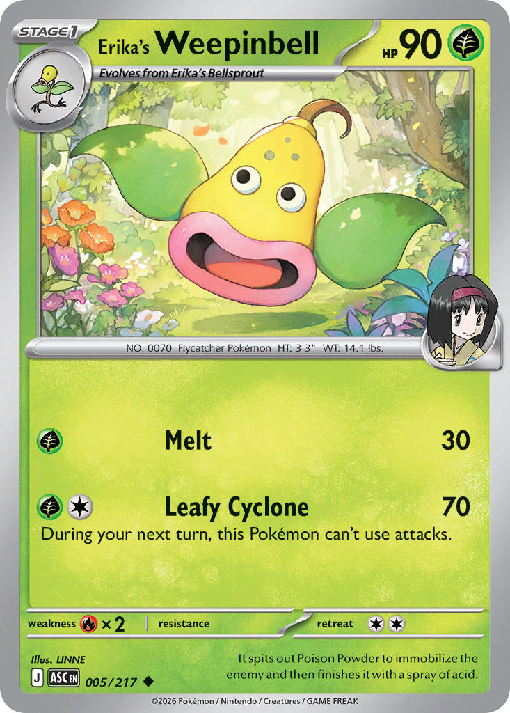 Erika's Weepinbell 005/217 Uncommon Ascended Heroes Pokémon card
