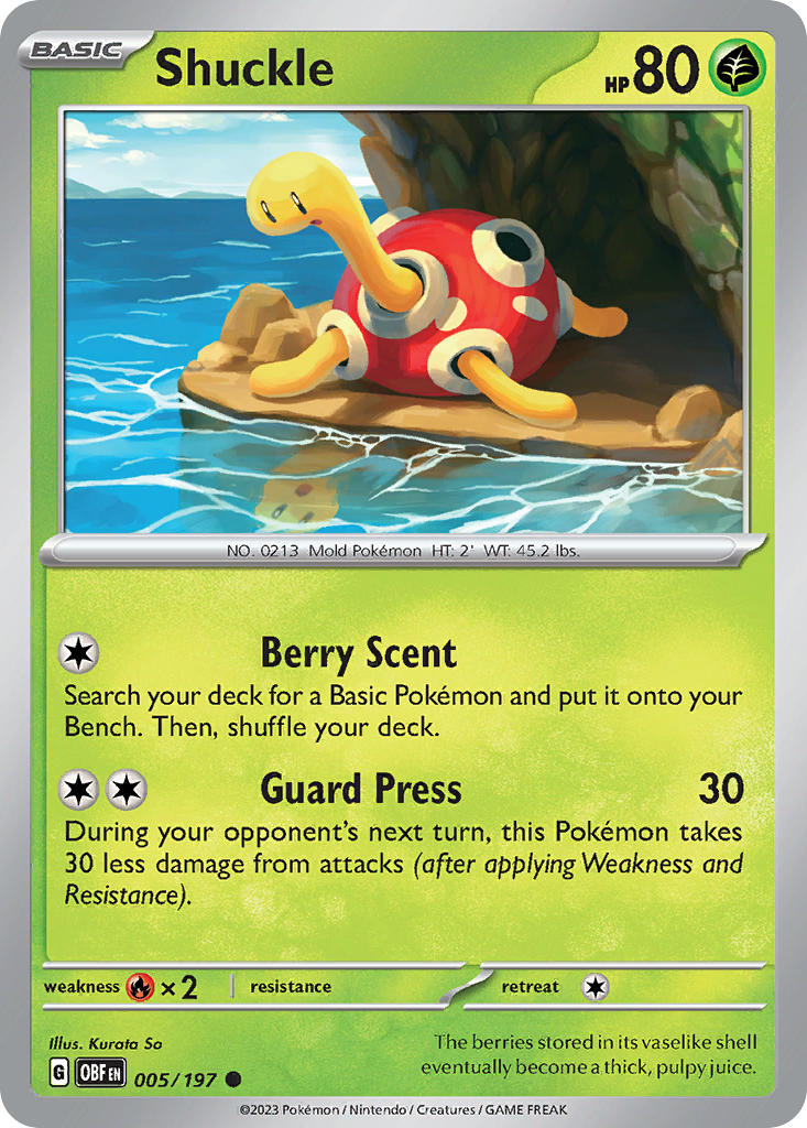 Shuckle 005/197 Common Obsidian Flames Pokémon card
