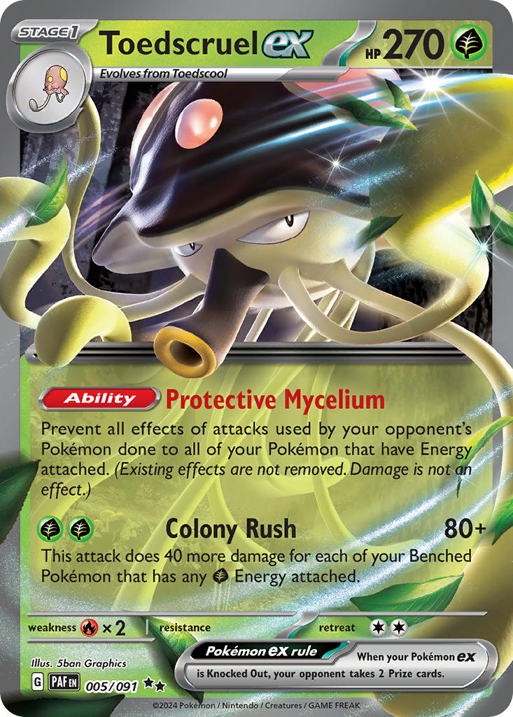 Toedscruel EX 005/091 Double Rare Paldean Fates Pokémon card