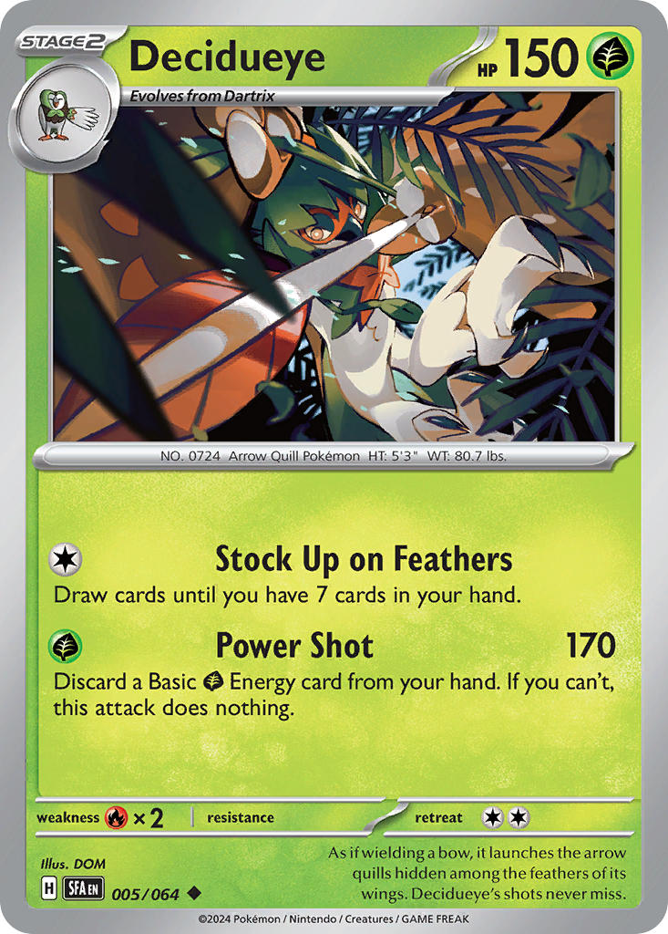 Decidueye 005/064 Uncommon Shrouded Fable Pokémon card