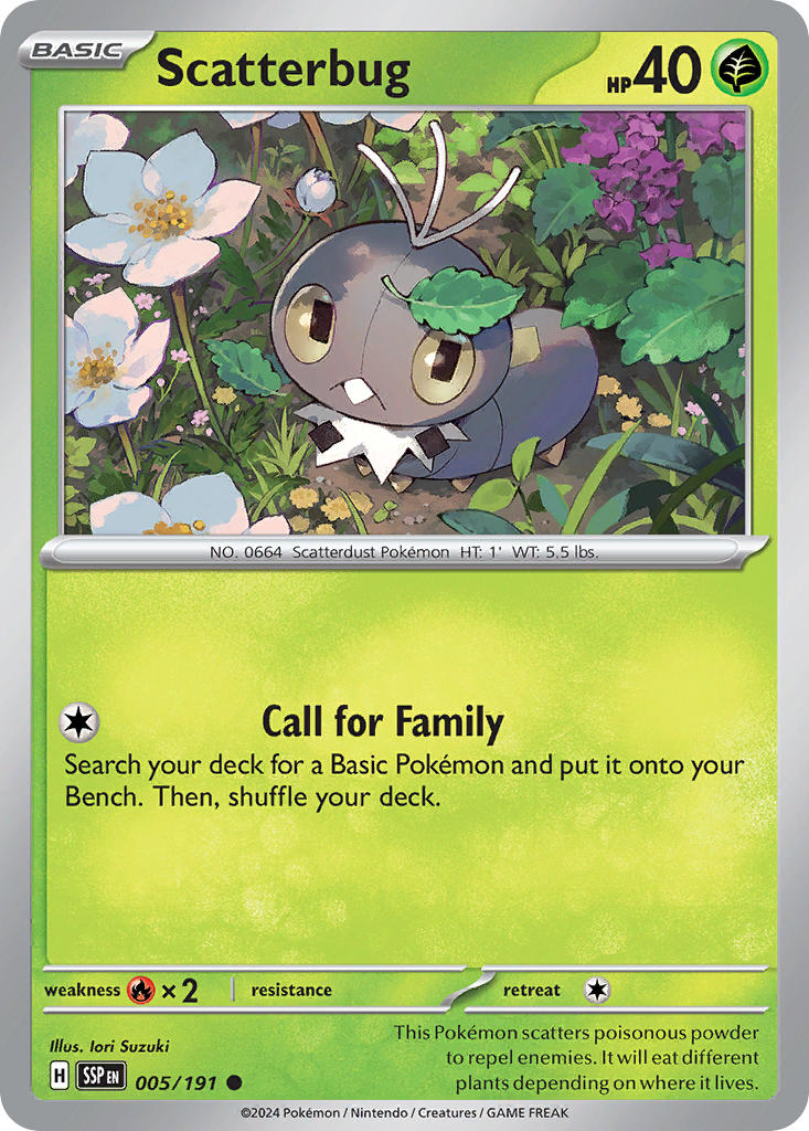 Scatterbug 005/191 Common Surging Sparks Pokémon card