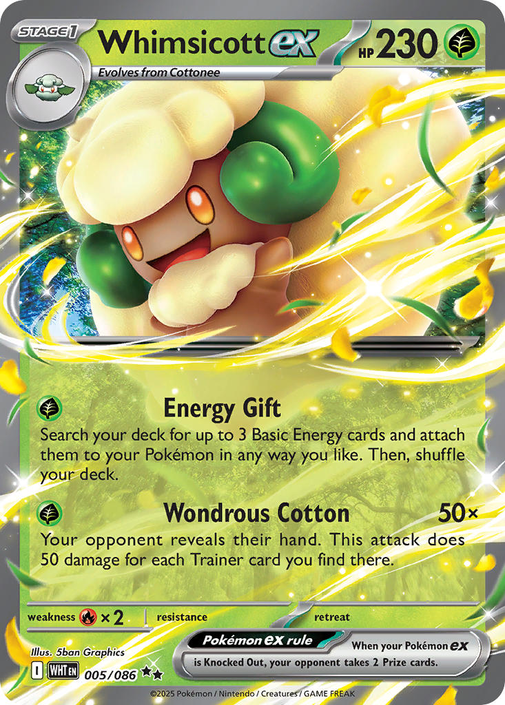 Whimsicott EX 005/086 Double Rare White Flare Pokémon card