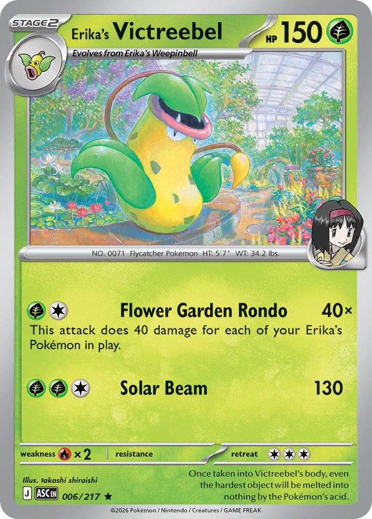 Erika's Victreebel 006/217 Rare Ascended Heroes Pokémon card
