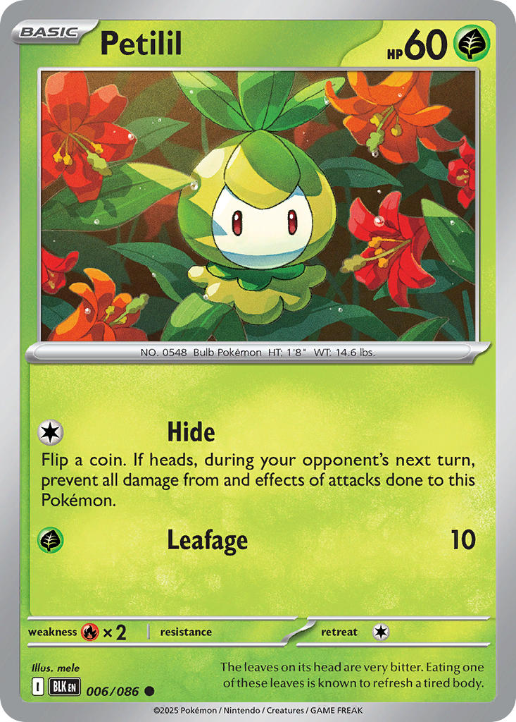 Petilil 006/086 Common Black Bolt Pokémon card