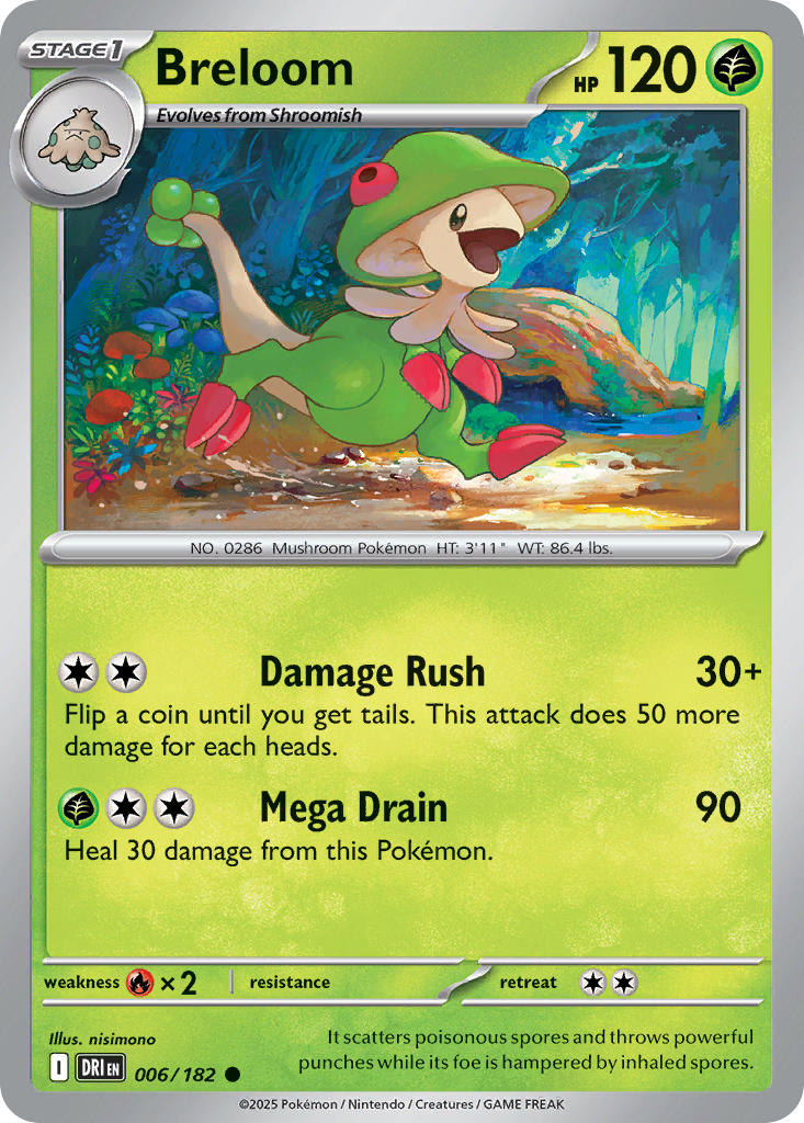 Breloom 006/182 Common Destined Rivals Pokémon card