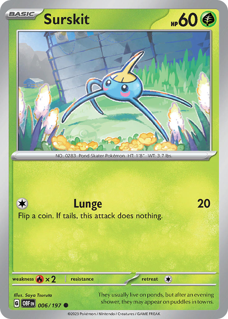 Surskit 006/197 Common Obsidian Flames Pokémon card
