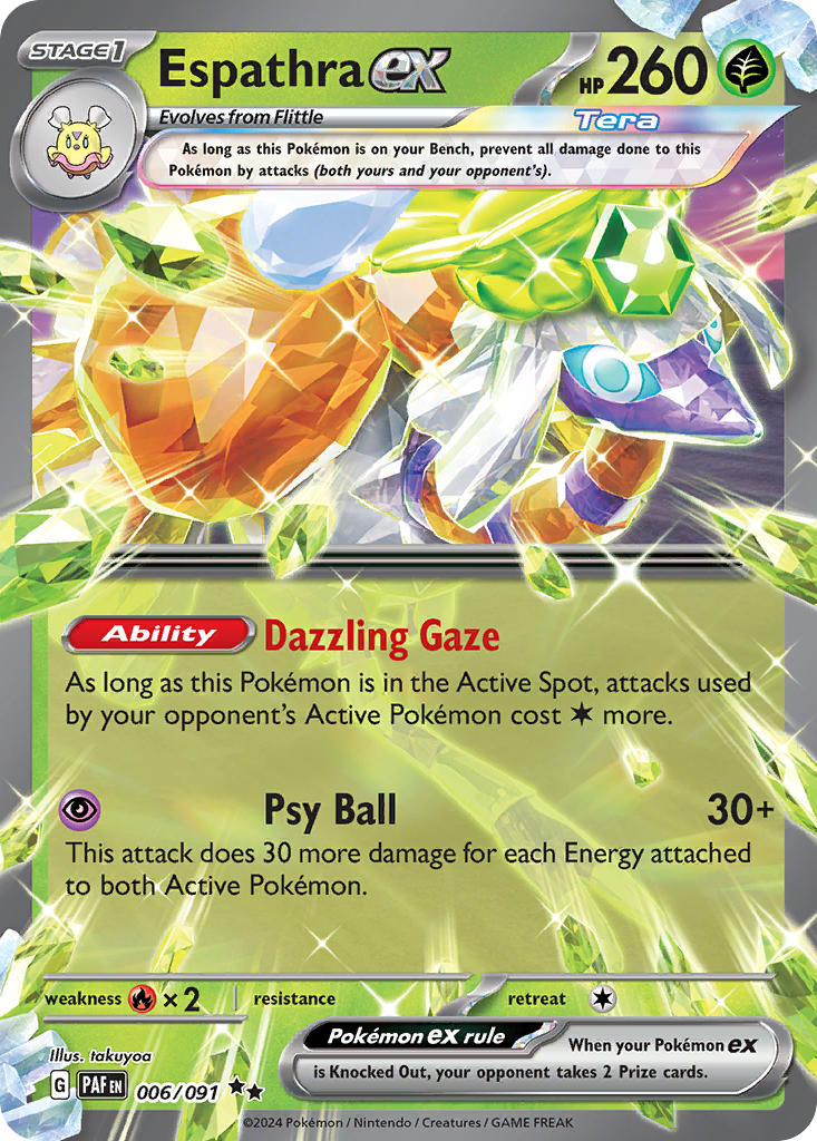 Espathra EX 006/091 Double Rare Paldean Fates Pokémon card