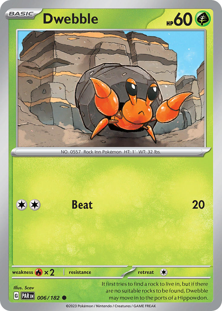 Dwebble 006/182 Common Paradox Rift Pokémon card