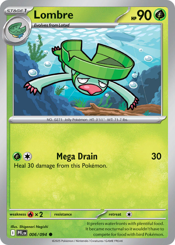 Lombre 006/094 Common Phantasmal Flames Pokémon card