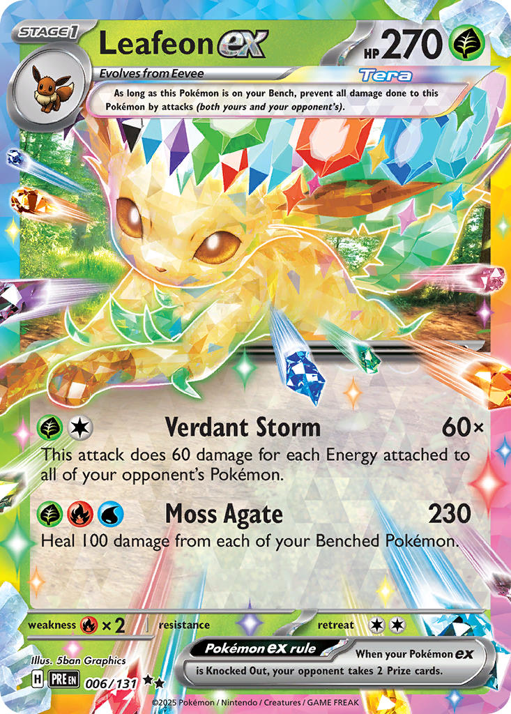 Leafeon EX 006/131 Double Rare Prismatic Evolutions Pokémon card