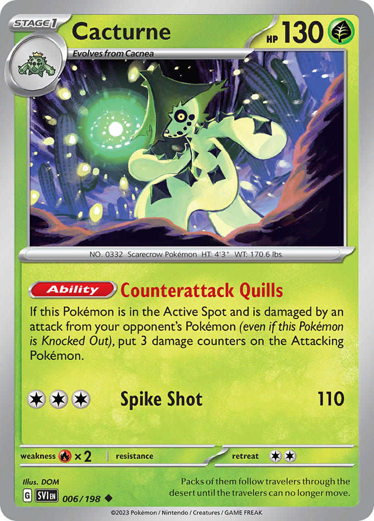 Cacturne 006/198 Uncommon Scarlet & Violet Pokémon card