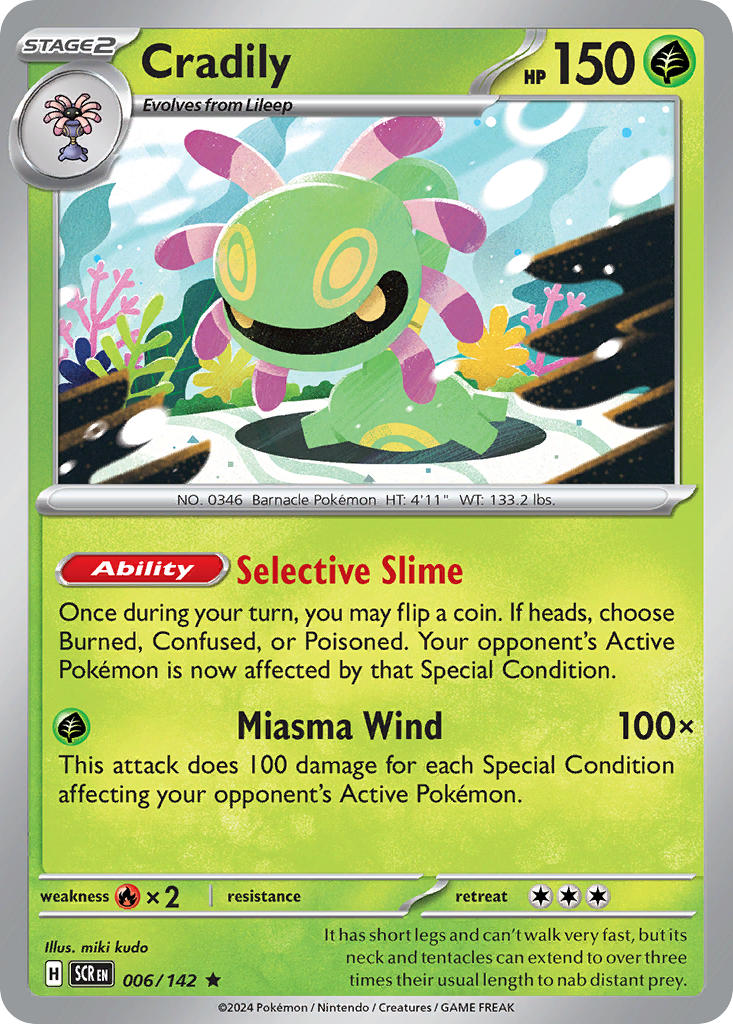 Cradily 006/142 Rare Stellar Crown Pokémon card