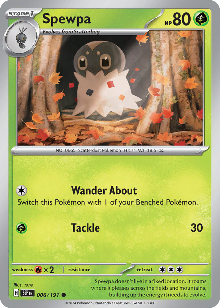 Spewpa 006/191 Common Surging Sparks Pokémon card