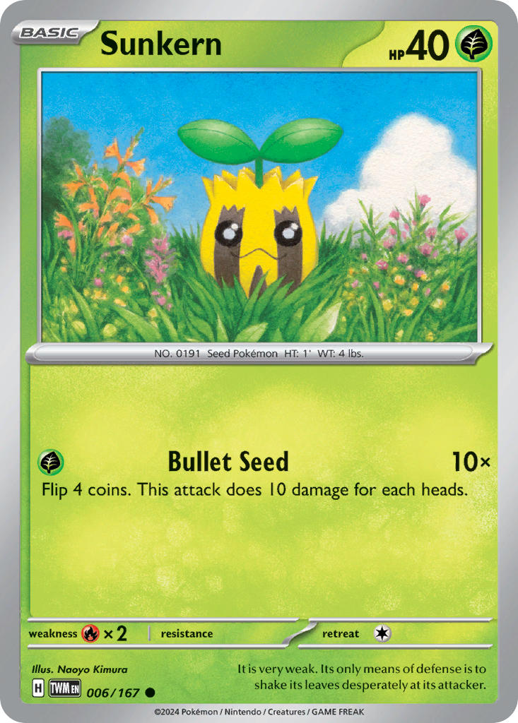 Sunkern 006/167 Common Twilight Masquerade Pokémon card