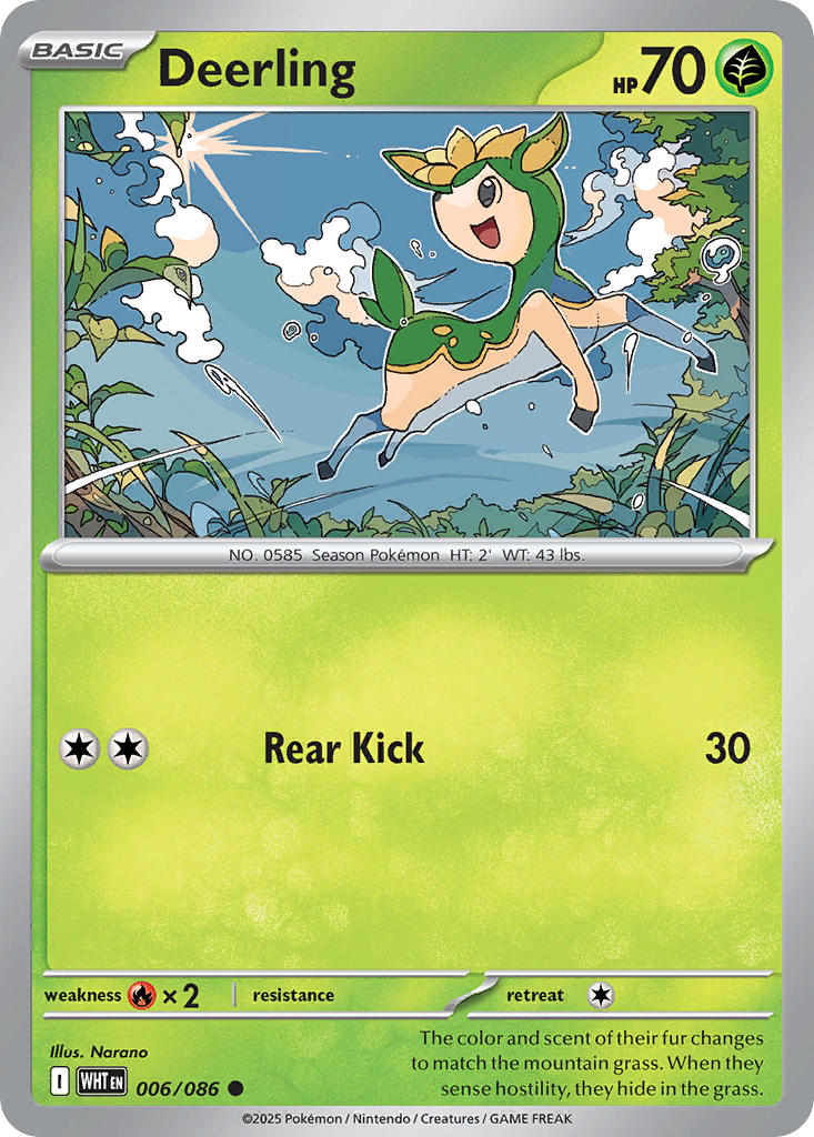 Deerling 006/086 Common White Flare Pokémon card