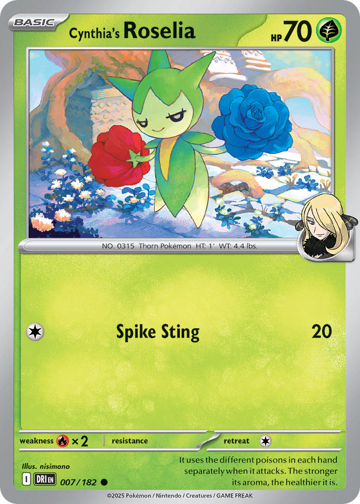 Cynthia's Roselia 007/182 Common Destined Rivals Pokémon card