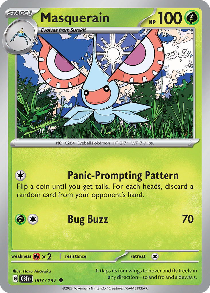 Masquerain 007/197 Uncommon Obsidian Flames Pokémon card