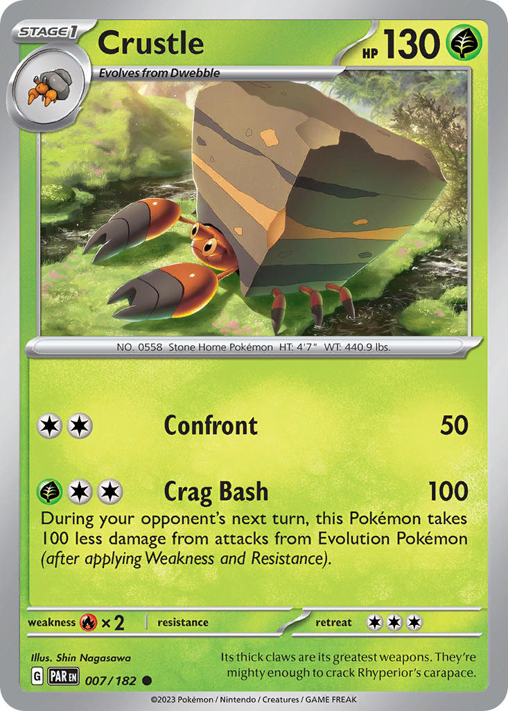 Crustle 007/182 Common Paradox Rift Pokémon card