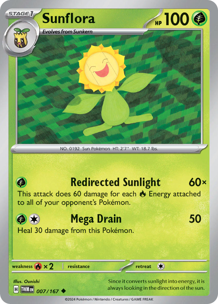 Sunflora 007/167 Uncommon Twilight Masquerade Pokémon card