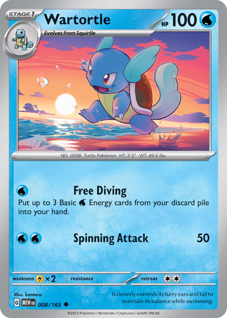 Wartortle 008/165 Uncommon 151 Pokémon card