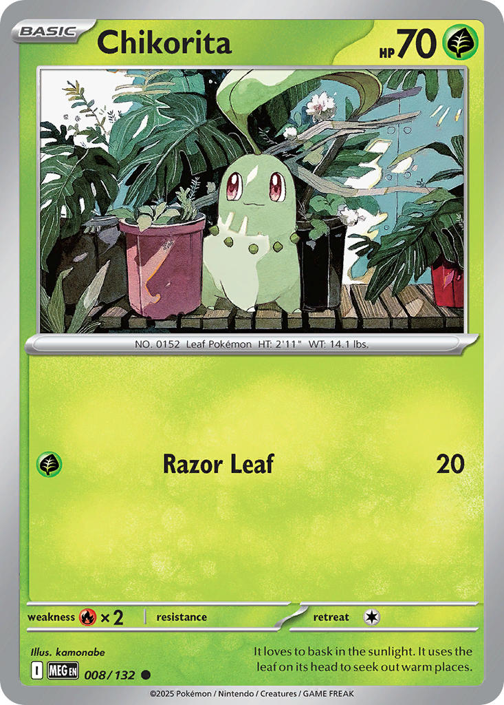 Chikorita 008/132 Common Mega Evolution Pokémon card
