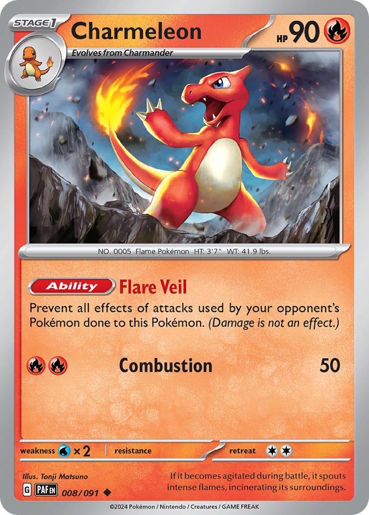 Charmeleon 008/091 Uncommon Paldean Fates Pokémon card