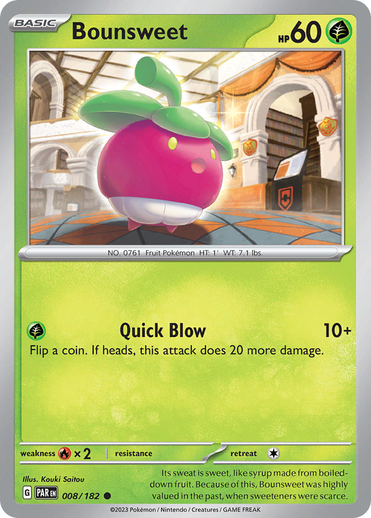 Bounsweet 008/182 Common Paradox Rift Pokémon card