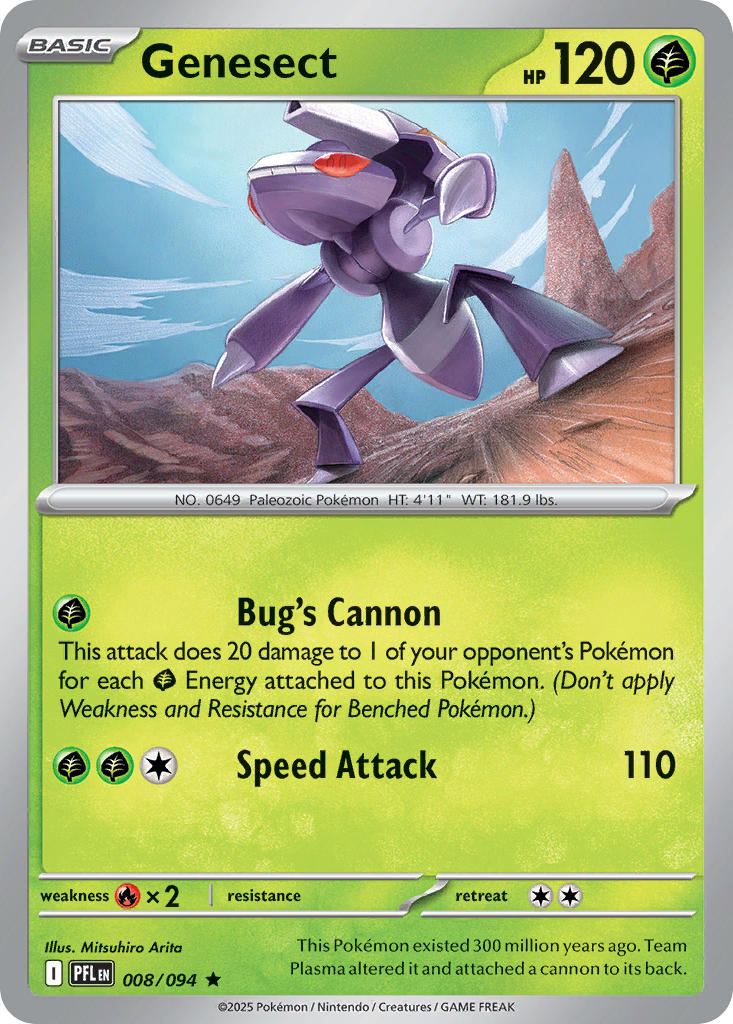 Genesect 008/094 Rare Phantasmal Flames Pokémon card