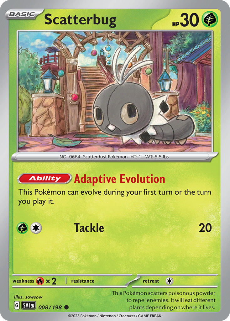 Scatterbug 008/198 Common Scarlet & Violet Pokémon card