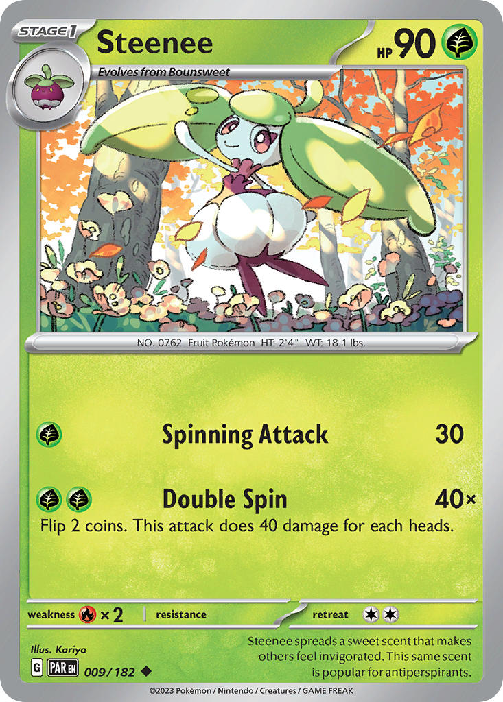Steenee 009/182 Uncommon Paradox Rift Pokémon card