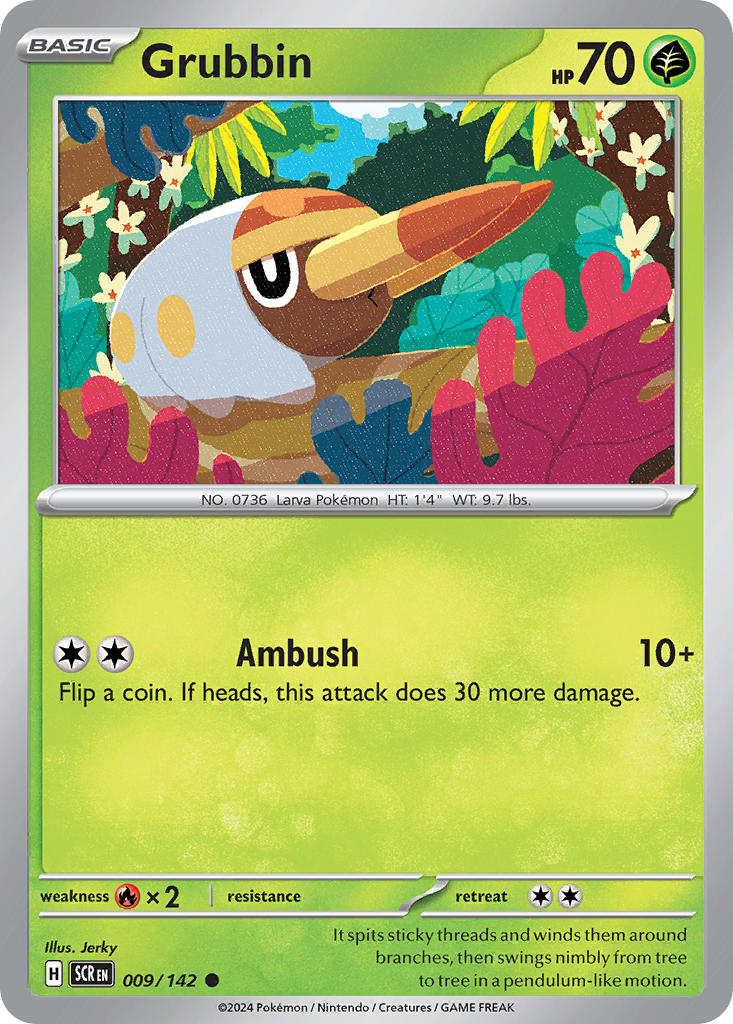 Grubbin 009/142 Common Stellar Crown Pokémon card