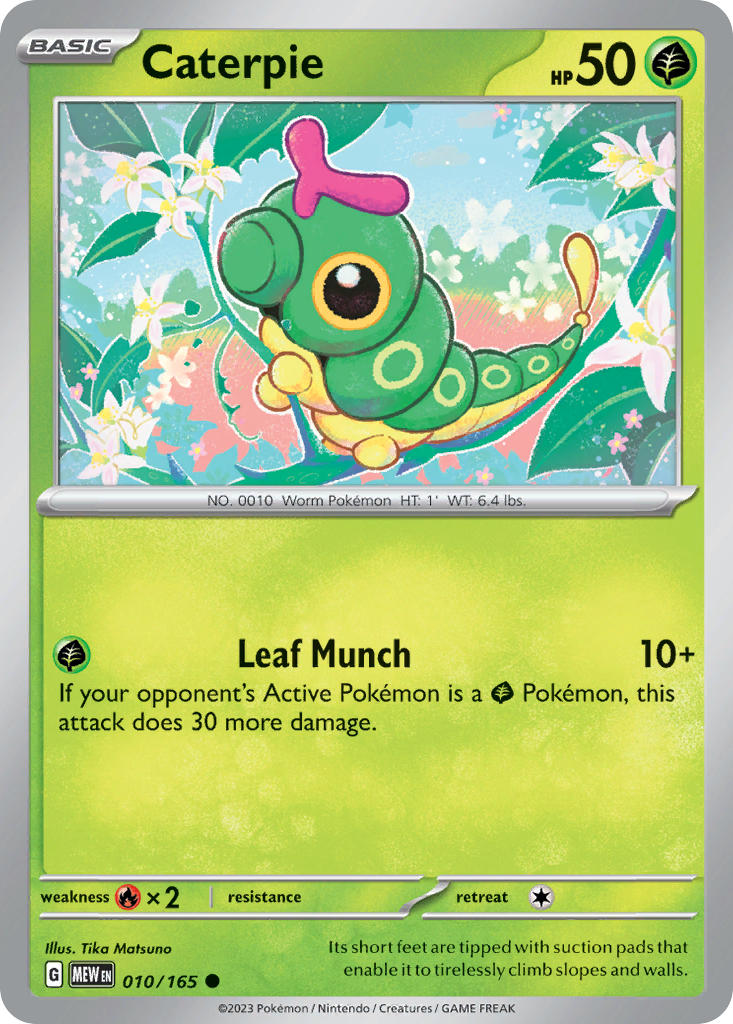 Caterpie 010/165 Common 151 Pokémon card